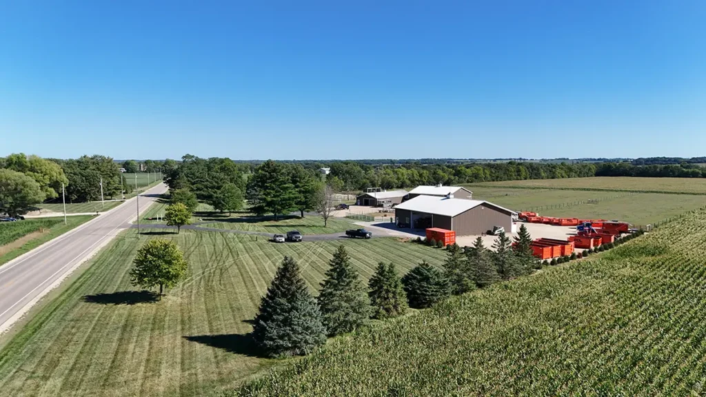 An aerial photograph of a farm. Wisco Aerial & Ground Services provides aerial photography and videography to all of Southern Wisconsin.